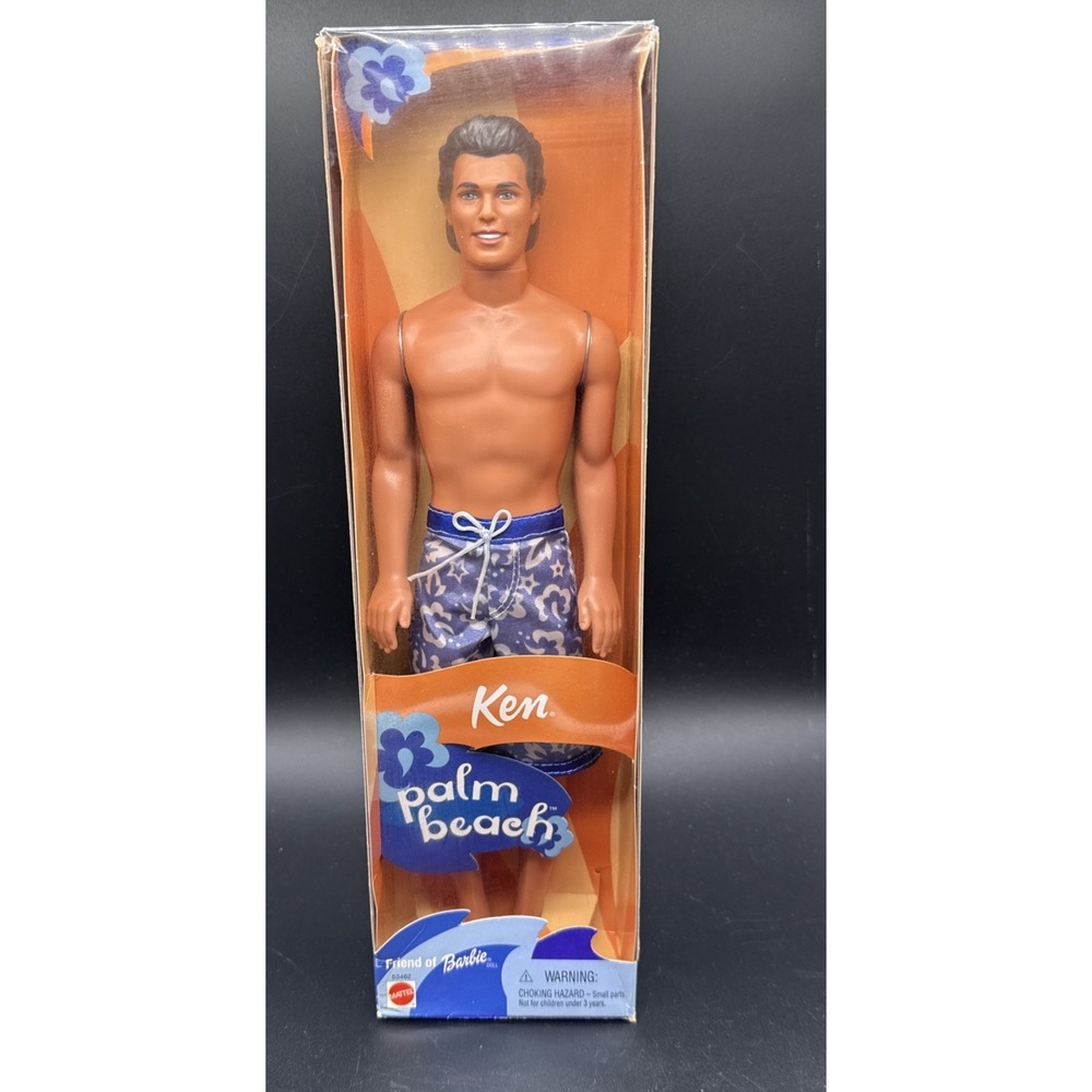 Mattel Palm Beach Ken Doll 2001 Vintage Barbie Friend Blue Swim Trunks 53462 NIB